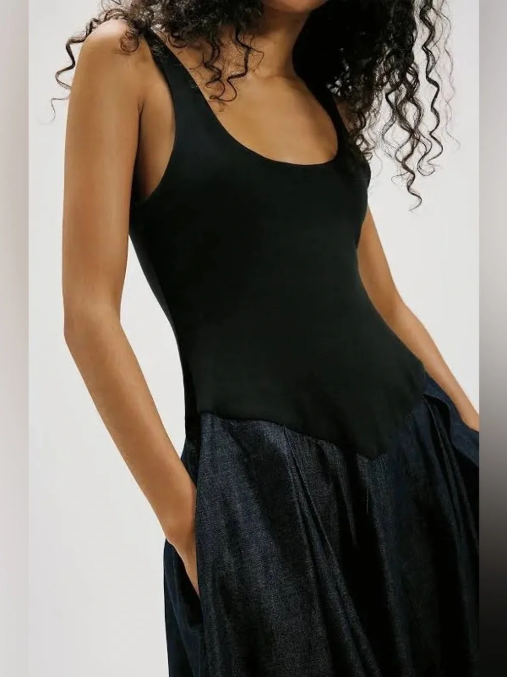 Free People Elio Denim Midi Dress M NWT